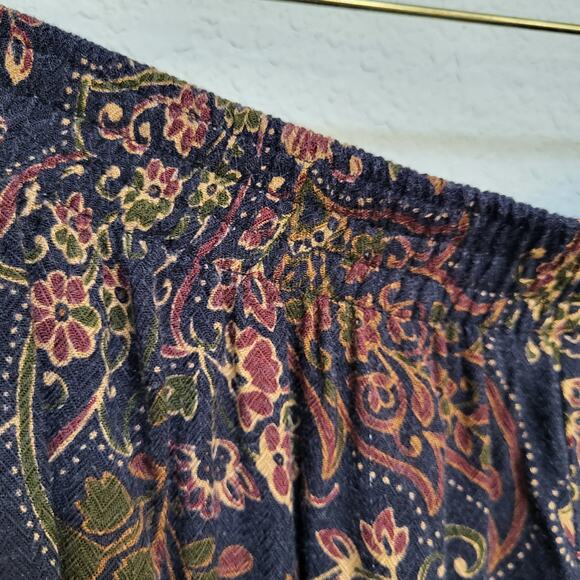 Vintage Skirt Sag Harbor Womens 1X Navy Paisley Floral Elastic Waist Midi Length - Picture 13 of 13